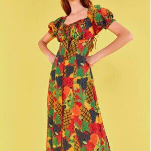 FARM RIO Fruit Salad Print Midi Length Dress Size Medium